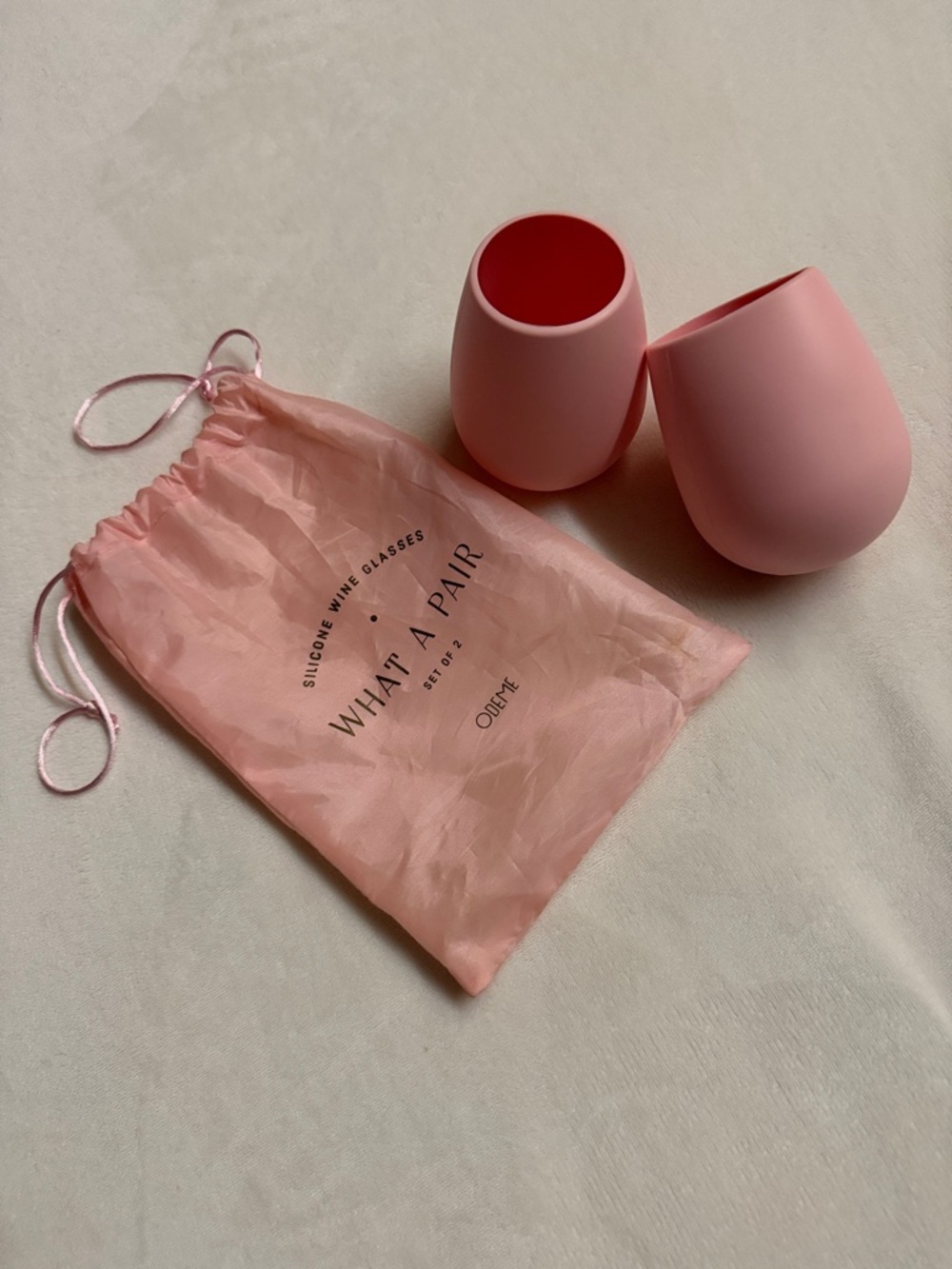 NWOT Odeme Pink Silicone Wine Cups with Branded Pouch